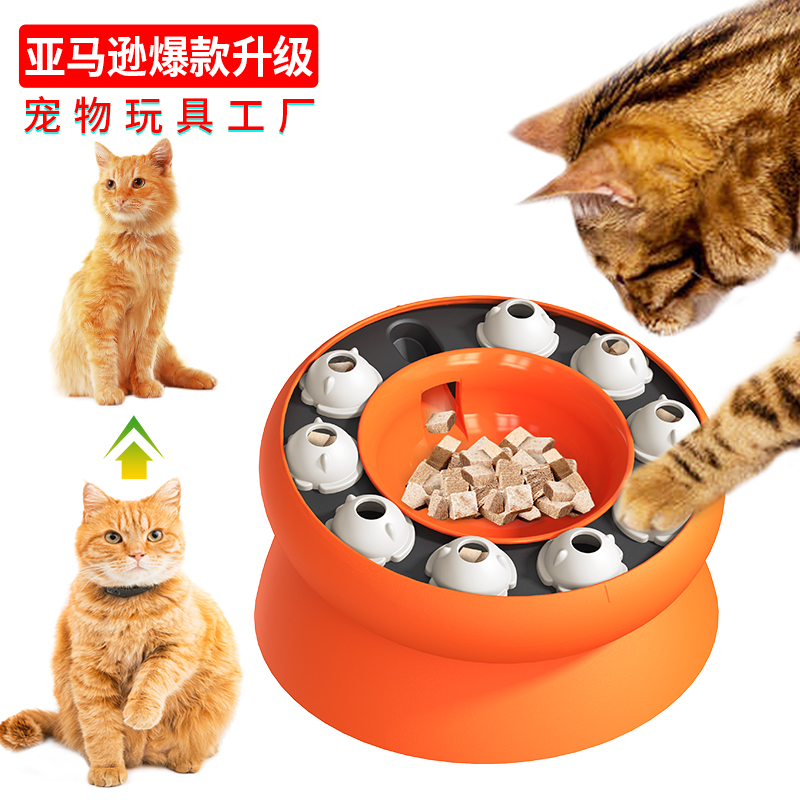 寵物用品工廠家批發公司新爆款亞馬遜旋轉漏食喂食貓碗益智貓玩具