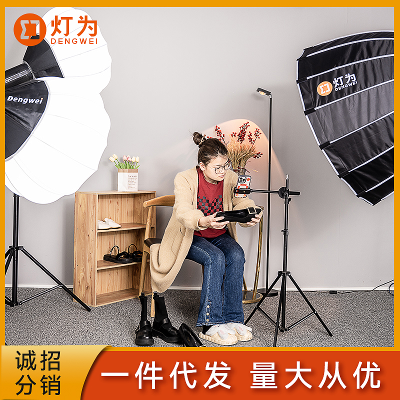 专业直播间补光灯绿幕200W服装美食视频摄影球形柔光打光灯光设备