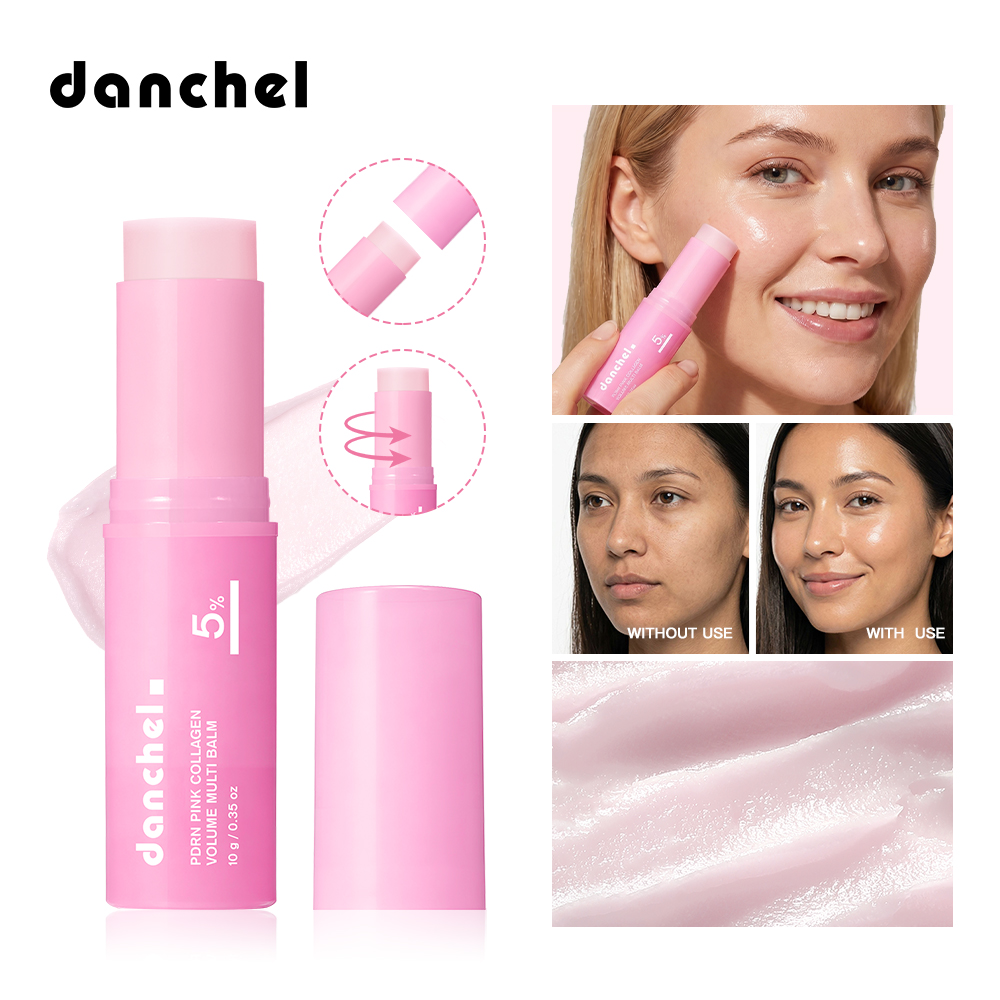 danchel源头工厂跨境新品粉色胶原蛋白丰盈多效润肤膏 滋润保湿多功能小粉棒
