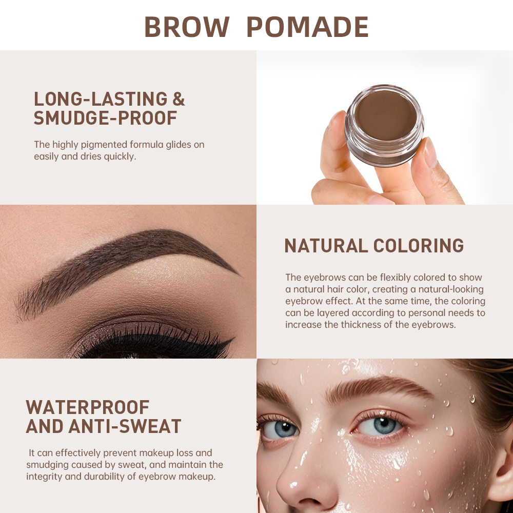 lakerain源头工厂跨境爆款多色防水眉膏自然持久不易晕染眉胶BROW POMADE