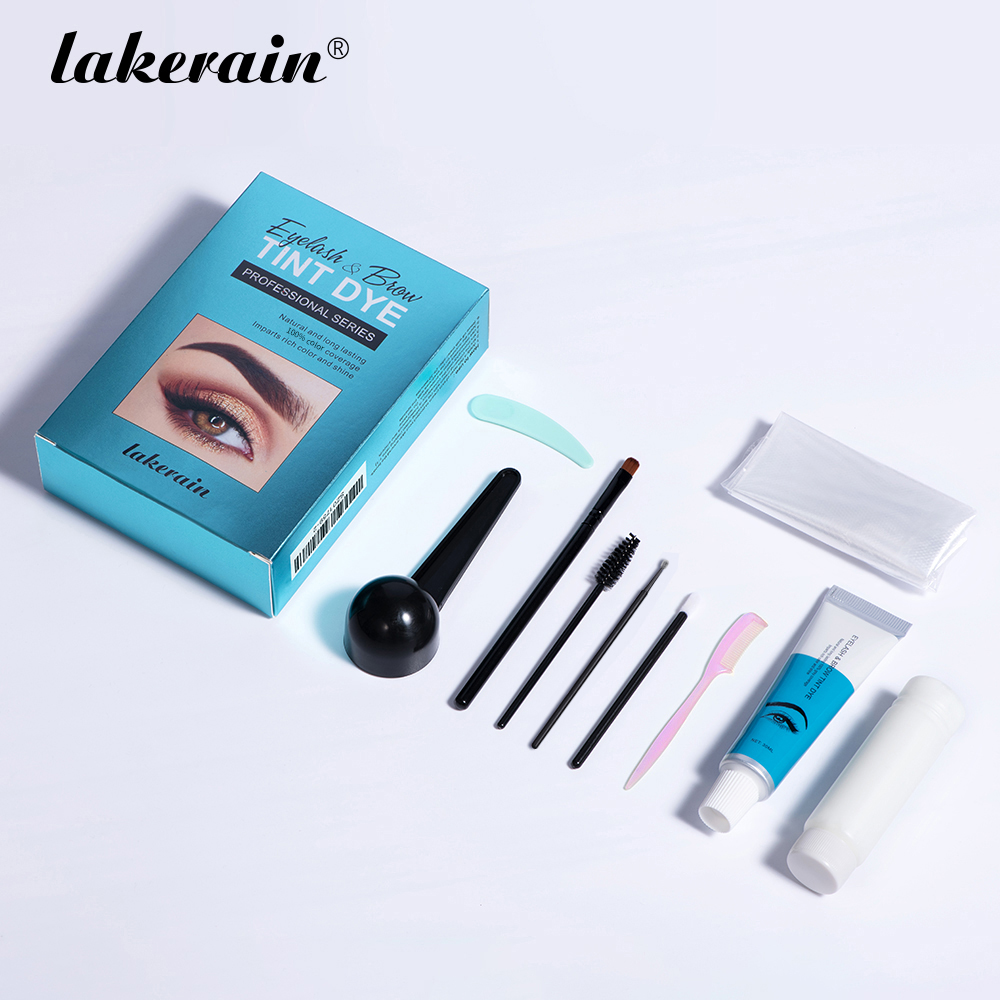 lakerain源头工厂跨境爆款眉毛睫毛染色套装 染眉膏黑色棕色栗色睫毛染色套盒