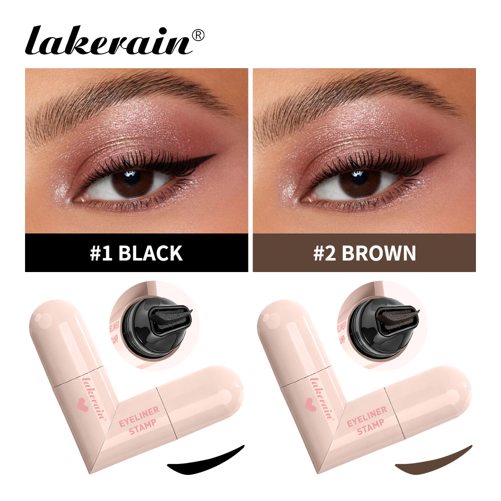 lakerain源头工厂跨境新品比心印章眼线笔一体式眼线印章笔一印成型双头眼线笔