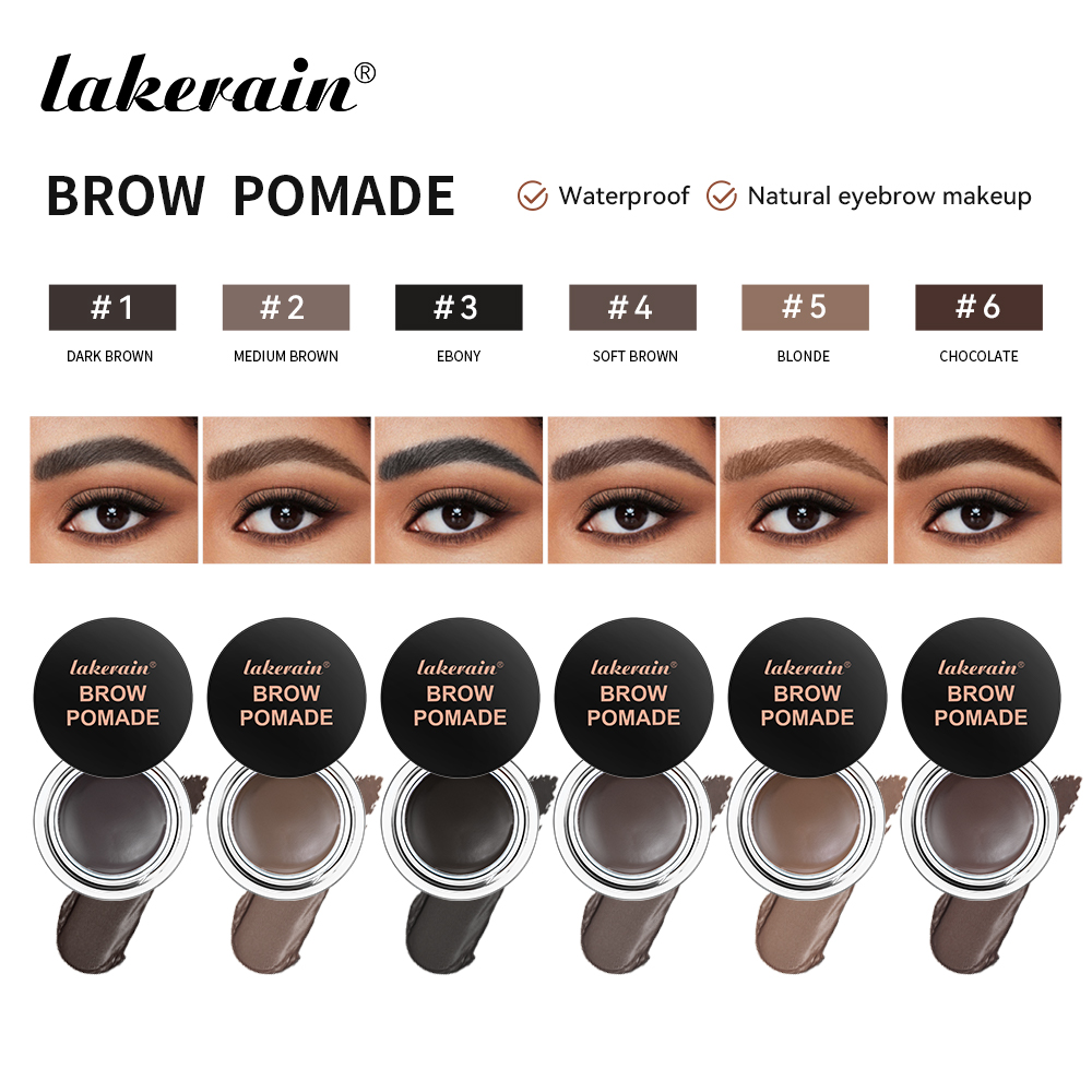 lakerain源头工厂跨境爆款多色防水眉膏自然持久不易晕染眉胶BROW POMADE