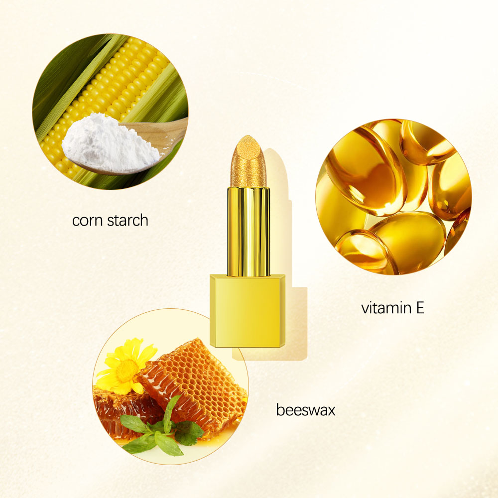 lakerain源头工厂跨境爆款创意彩妆黄金口红 lipstick私模 丝绒哑光小金块口红金粉正红色