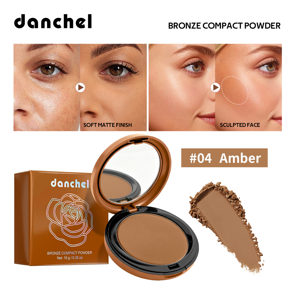 danchel源头工厂跨境新品古铜色粉饼小麦色美黑定妆蜜粉立体修容细腻粉饼