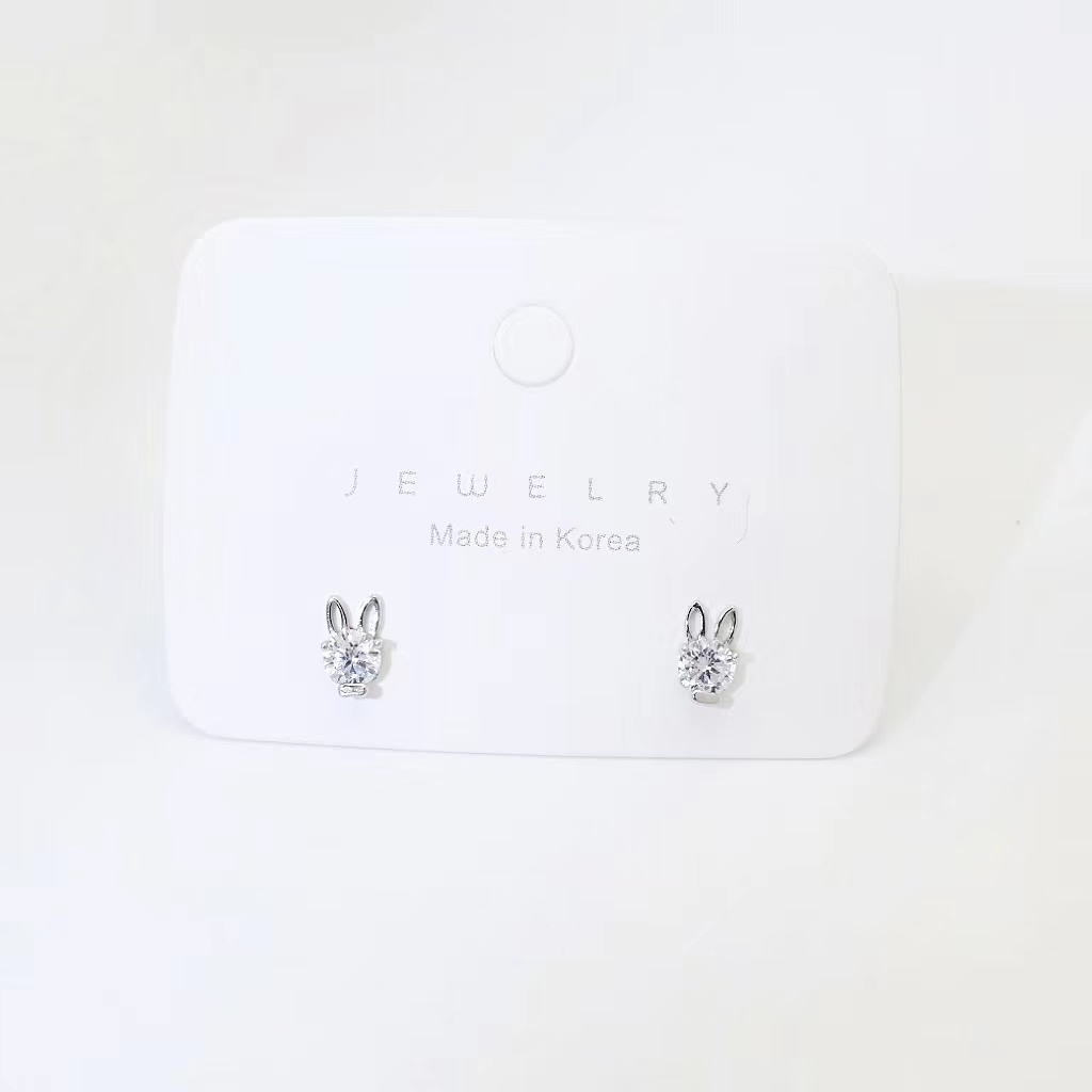 兔子純銀925鋯石耳釘