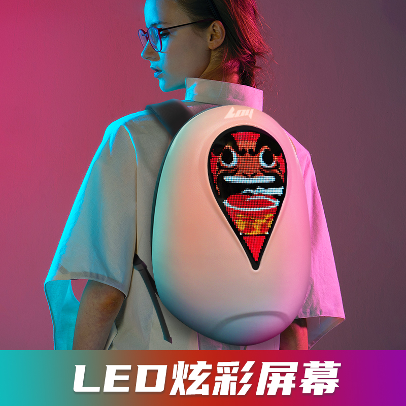 LOY LED雙肩包DIY動畫女生騎行硬殼除菌防水休閑機車頭盔背包