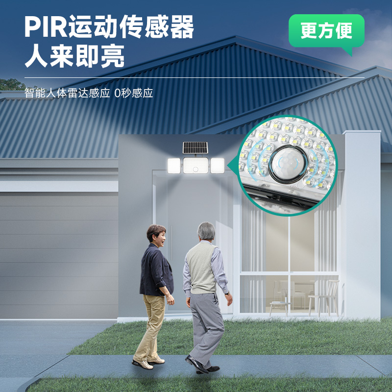 私模太阳能壁灯三页分体多角度调节户外庭院灯跨境遥控感应小壁灯